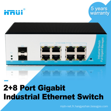 Managed layer 2 switch din rail gigabit 8 port media converter industrial switch